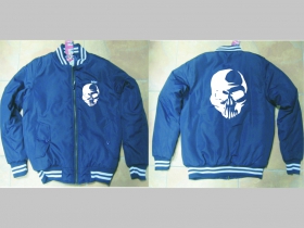 Smrtka - Lebka  modrobiela pánska zimná bunda s obojstranným logom, materiál 100%polyester (obmedzené skladové zásoby!!!!)